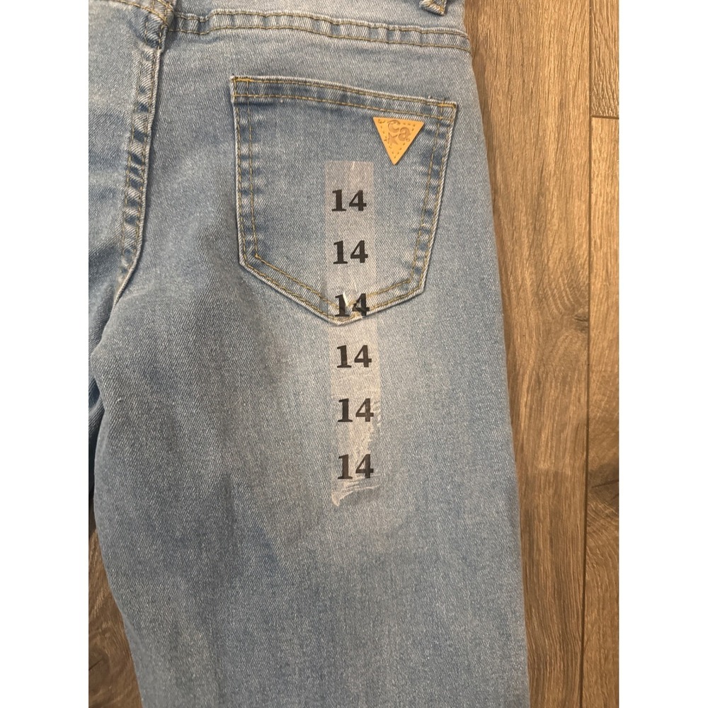 Celebrity Ace Girls 90s Straight Leg Jeans Light NWT Floral Embroidered Size 14 - Picture 5 of 10